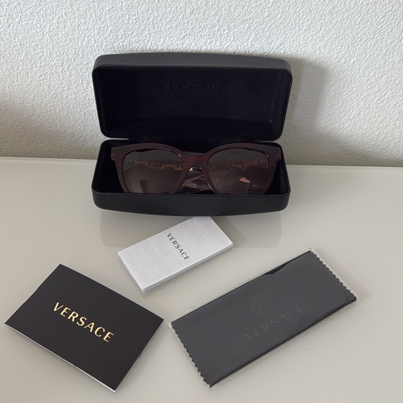 Versace Bordeaux Red Cat Eye Sunglasses VE4394 - Picture 12 of 13